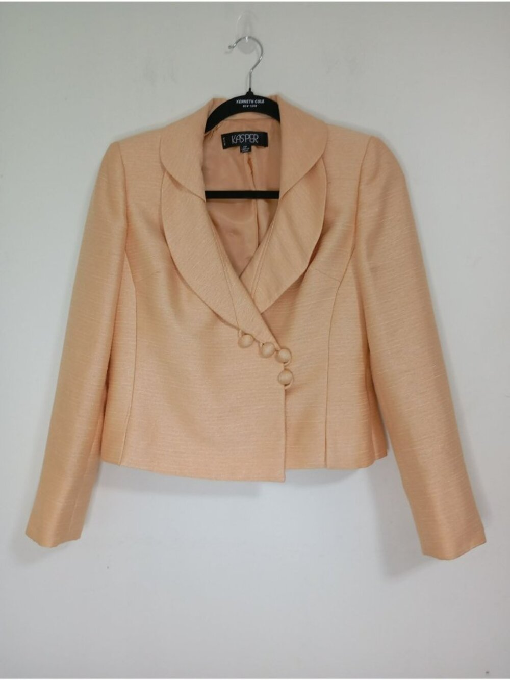 Kasper Blazer Jacket Petite Peach 2P Button-Front Fully Lined Office Formal Wear